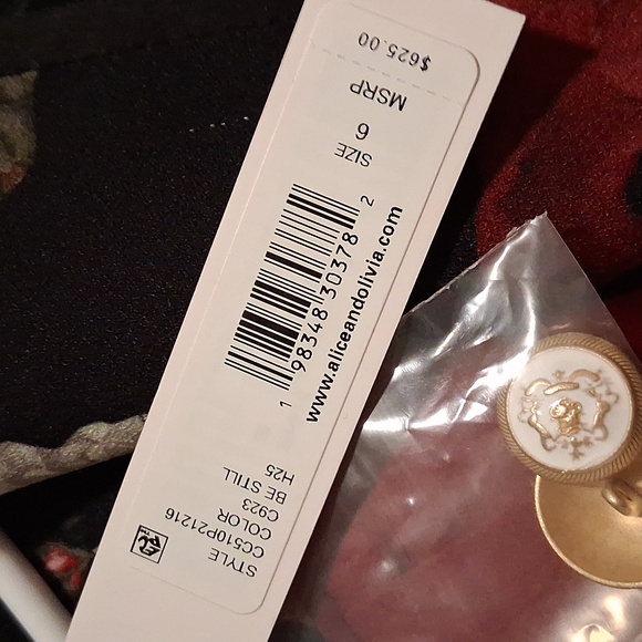 Alice + Olivia Breann Black Floral Slim-fit Blazor - Pink And Red - Size 6 - NWT - Picture 12 of 12